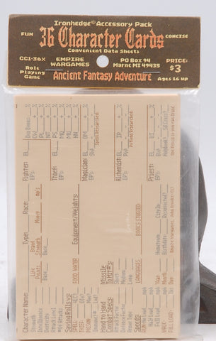36 Character Cards Ironhedge D&D RPG, by Ancient Fantasy Adventure