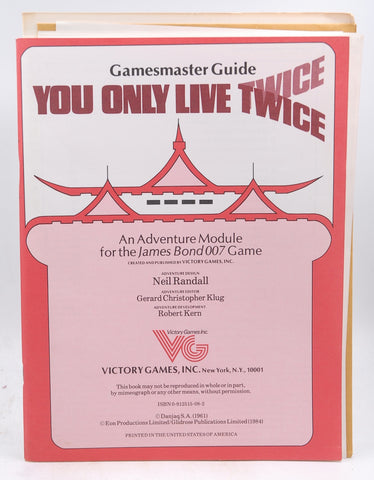 You Only Live Twice (James Bond 007 role playing game, 35008), by Gerry Klug,Neil Randall