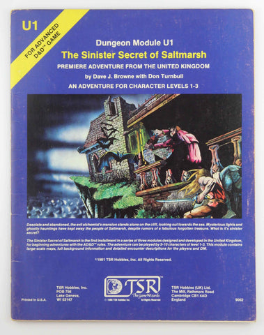 The Sinister Secret Of Saltmarsh (AD&D Roleplaying, Module U1), by Don Turnbull, Dave Browne  