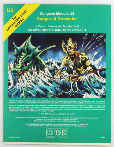 AD&D U2 Danger at Dunwater VG, by Browne, Turnbull  