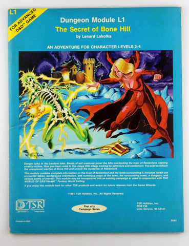 AD&D L1 The Secret of Bone Hill G+, by Lenart Lakofka  