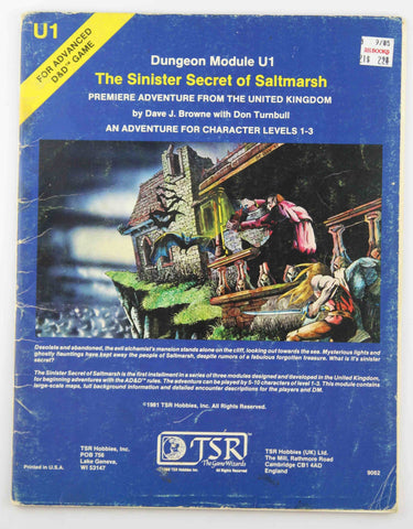 The Sinister Secret Of Saltmarsh (AD&D Roleplaying, Module U1), by Don Turnbull, Dave Browne  