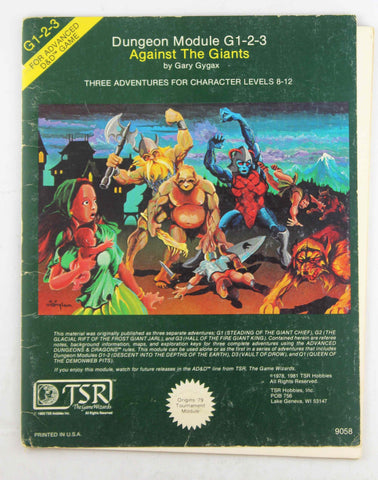 G1-2-3 AD&D Against the Giants  G+, by Gary Gygax  