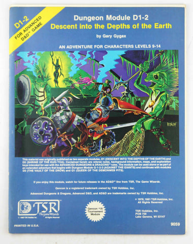 AD&D D1-2 Descent into the Depths of the Earth VG++, by Gygax  