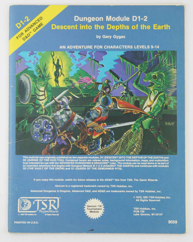 AD&D 1e D1-2 Descent Into the Depths of the Earth VG, by Gygax  