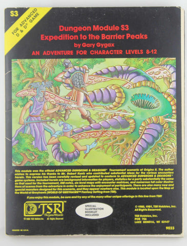 Expedition to the Barrier Peaks Dungeon Module S3 (AD& D Adventure for Character Levels 8-12), by Gygax, Gary  