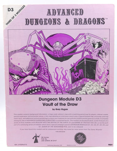 Dungeon Module D3 - Vault of the Drow (Adv. Dungeons & Dragons, D3), by Gary Gygax  