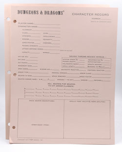 Top Tearing 1979 D&D Character Record VG, by Staff  