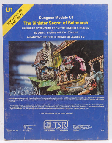 The Sinister Secret Of Saltmarsh (AD&D Roleplaying, Module U1), by Don Turnbull, Dave Browne  