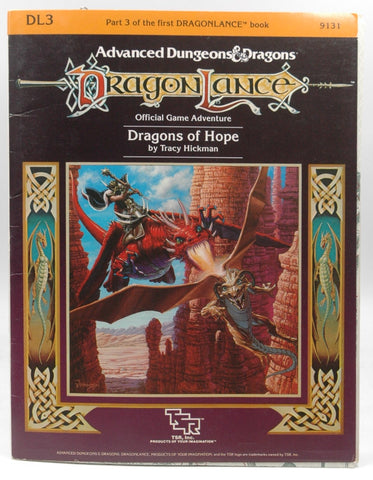 AD&D 2nd Ed DL3 Dragons of Hope G+ w/Map, by Tracy Hickman  