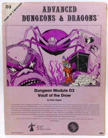 AD&D D3 Vault of the Drow Monochrome, by Gary Gygax  