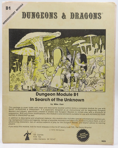 D&D B1 In Search of the Unknown Fair Monochrome, by Mike Carr  