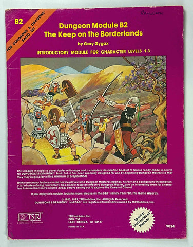 D&D B/X B2 The Keep on the Borderlands G+, by Gary Gygax  